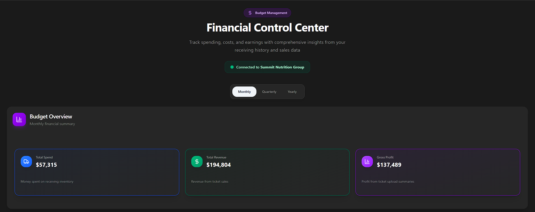 Financial Control Center